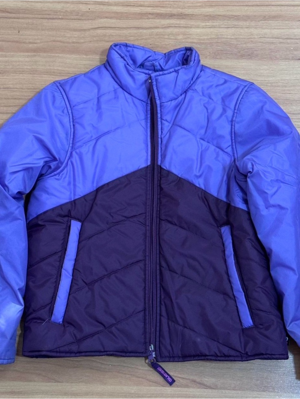 GUESS Kids Purple Colorblock Lightweight Puffer Jacket Size M